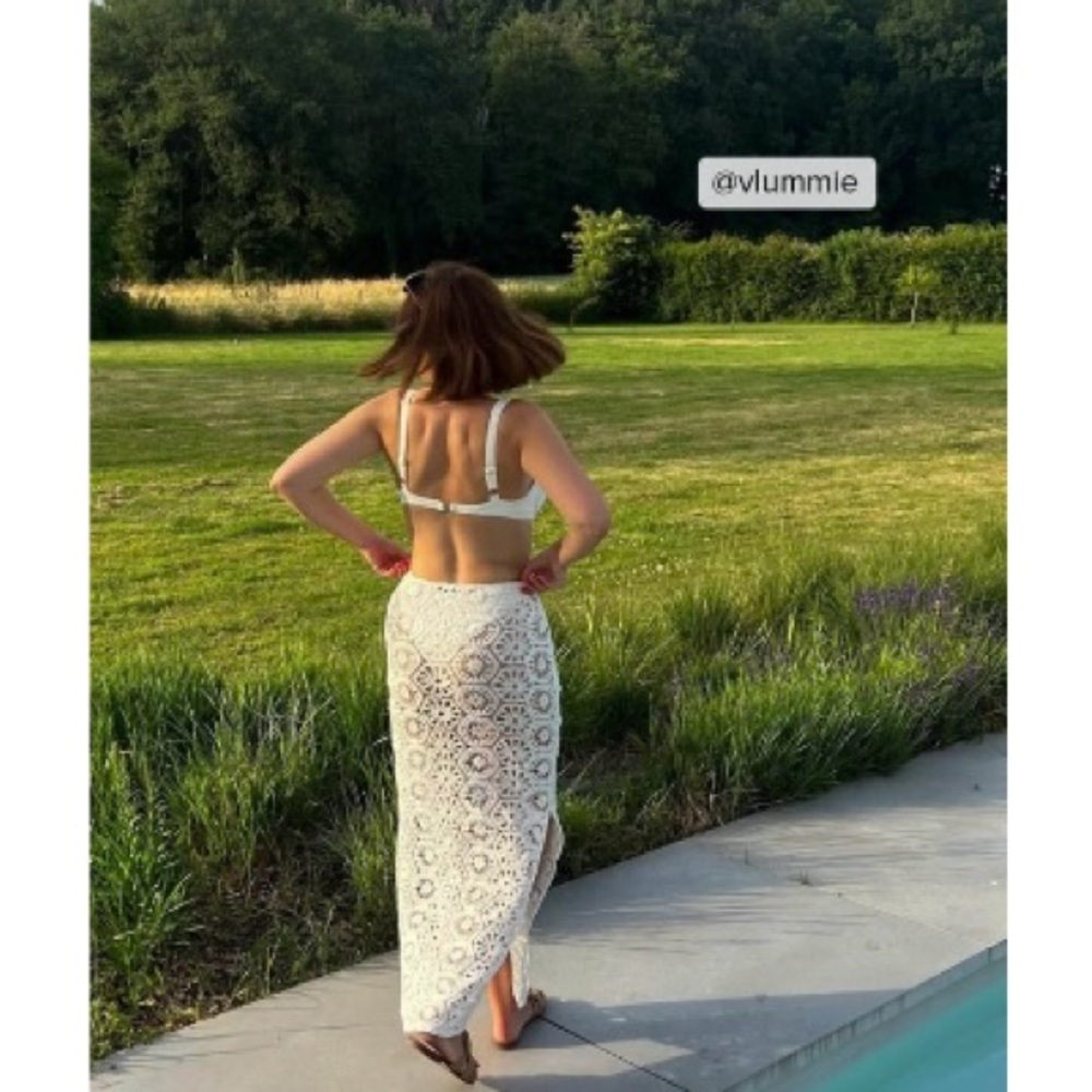 White Crochet Maxi Skirt